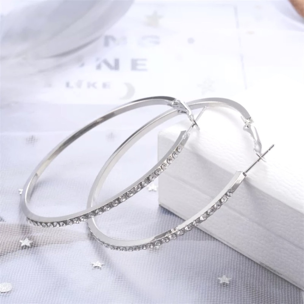“Double the Diamonds" Gem Hoop Statement Earrings - Picture 3 of 8